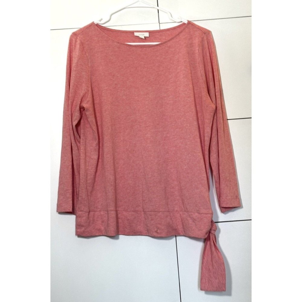 Pure J. Jill Heather Pink Blouse Waist Tie 3/4 Sleeve Cotton Modal Casual Medium